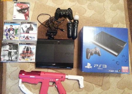 Vand Sony PlayStation 3 Super Slim 500GB + Accesorii + 5 Jocuri Vand Sony PlayStation 3 Super Slim 500GB + Accesorii + 5 Jocuri