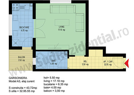 Vand urgent garsoniera spatioasa, decomandata