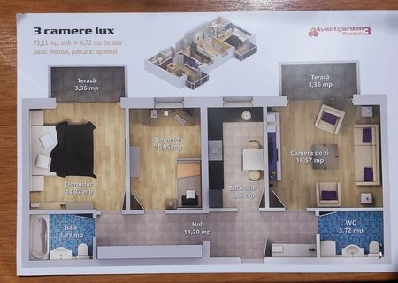 vanzare apartament 3 camere lux avangarden