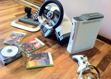 Xbox 360Pro 60Gb + Volan Microsoft Original + 3 Jocuri Originale Xbox 360Pro 60Gb + Volan Microsoft Original + 3 Jocuri Originale