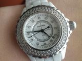 Ceas Chanel J 12 white ceramic 38mm diamond bezel watch