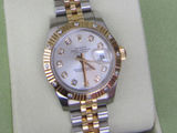 CEAS LADIES ROLEX OYSTER PERPETUAL DATEJUST TWO-TONE 18K GOLD DIAMOND