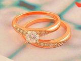 LIVRARE GRATUITA!  Superb inel 9K GOLD FILLED format din 2 inele cu zircon CZ. Marimea: 6