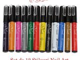 Set de 12 stilouri Nail Art pentru unghii cu gel sau acryl